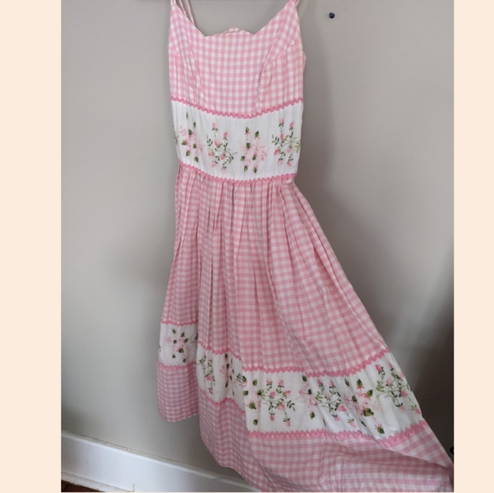 COPY - Gingham and floral vintage sundress
